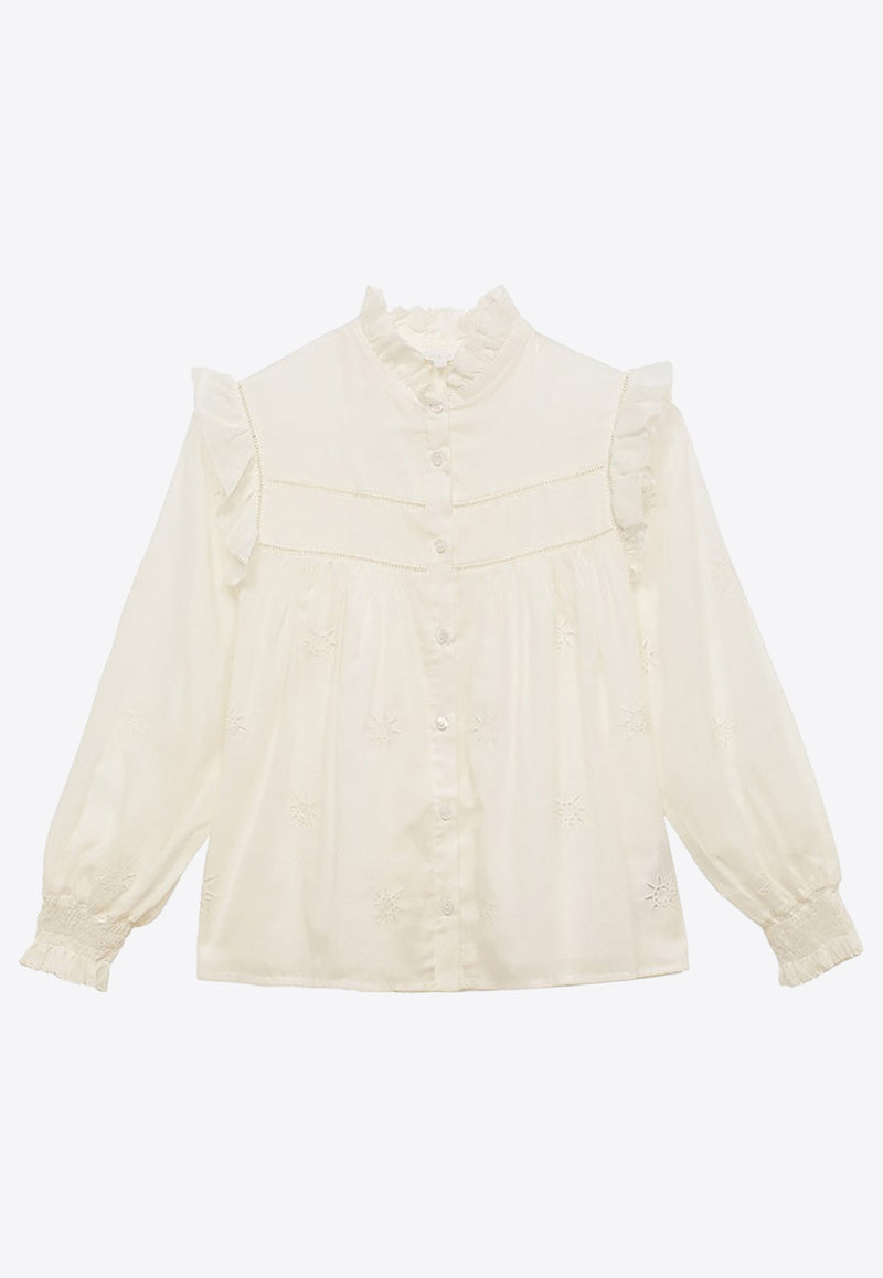 Chloé Kids Girls Long-Sleeved Ruffled Shirt White CHC20197-ACO/O_CHLOE-117