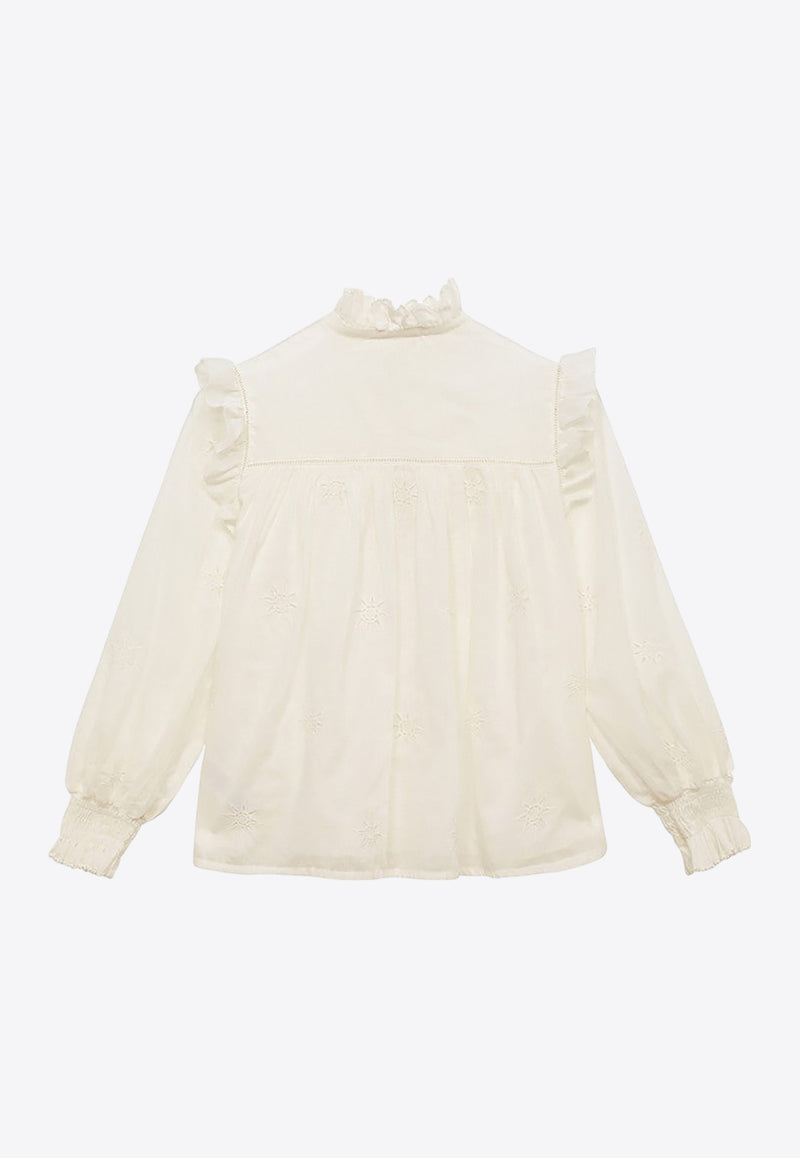 Chloé Kids Girls Long-Sleeved Ruffled Shirt White CHC20197-ACO/O_CHLOE-117