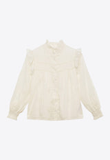 Chloé Kids Girls Long-Sleeved Ruffled Shirt White CHC20197-BCO/O_CHLOE-117