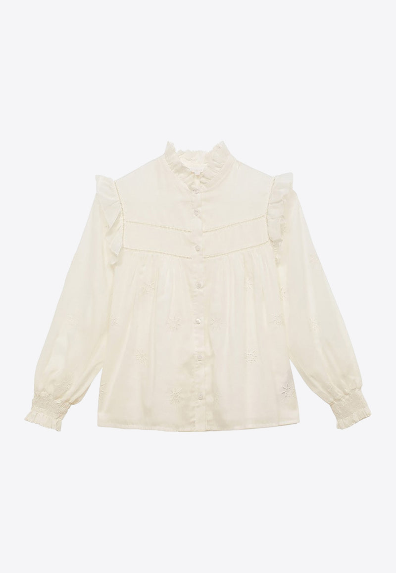 Chloé Kids Girls Long-Sleeved Ruffled Shirt White CHC20197-BCO/O_CHLOE-117