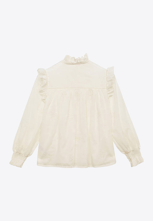 Chloé Kids Girls Long-Sleeved Ruffled Shirt White CHC20197-BCO/O_CHLOE-117