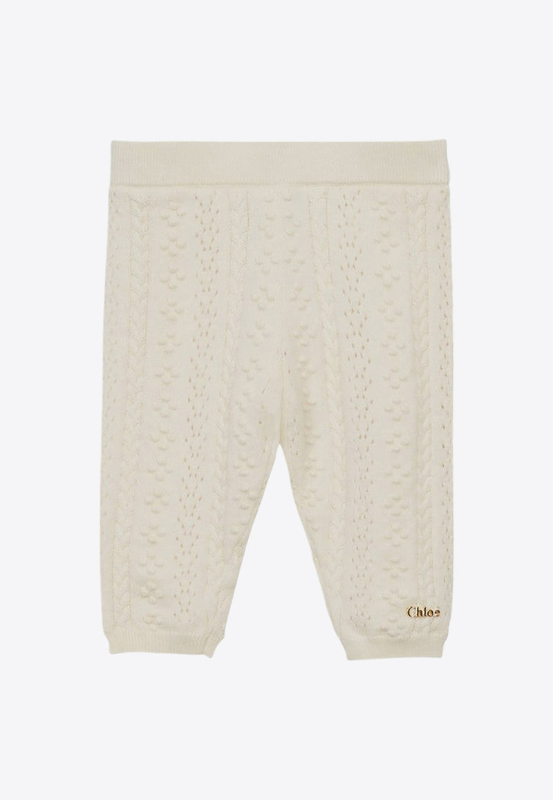 Chloé Kids Girls Knitted Logo Leggings CHC20227-BCO/P_CHLOE-148 CHC20227-BCO/P_CHLOE-148_622-2A