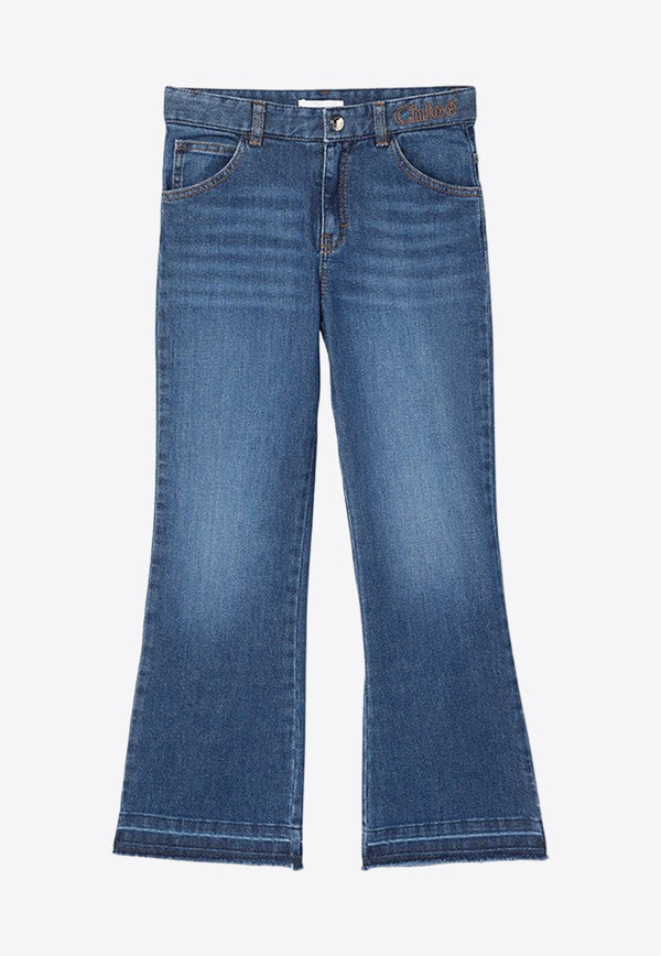 Chloé Kids Girls Washed Denim Pants Blue CHC20230-BDE/P_CHLOE-Z10