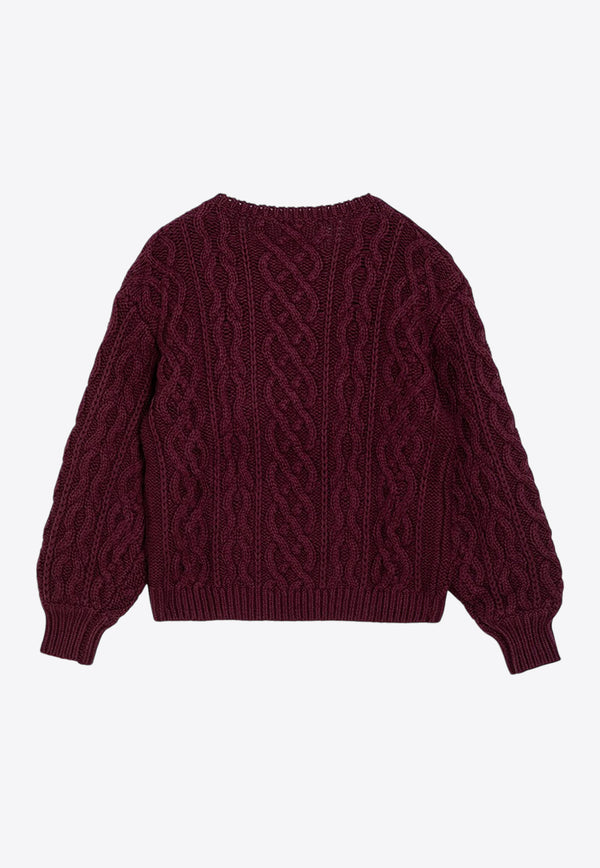 Chloé Kids Girls Cable Knit Wool Sweater CHC20238-AWO/P_CHLOE-95D CHC20238-AWO/P_CHLOE-95D_621-6