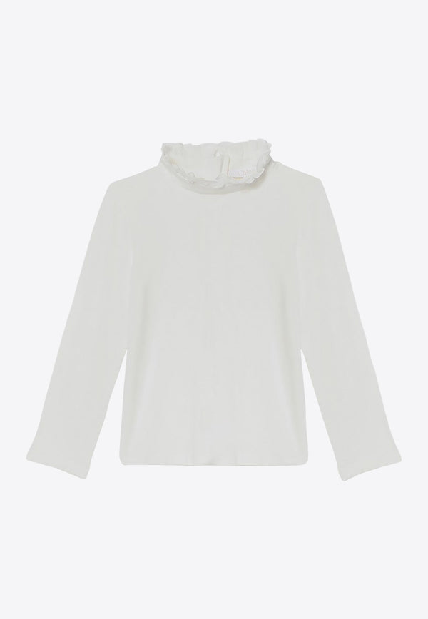 Chloé Kids Girls Ruffled Collar Top White CHC20251-ACO/P_CHLOE-117