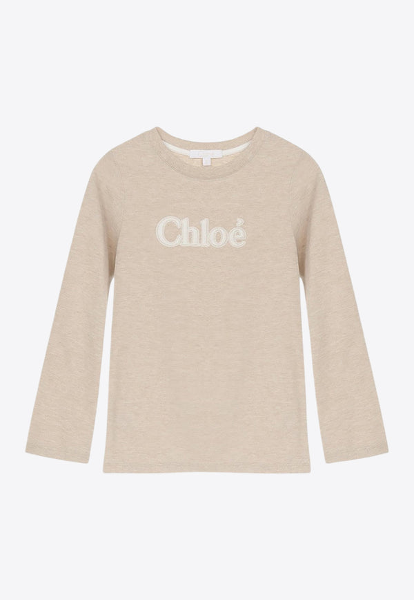 Chloé Kids Girls Long-Sleeved Logo T-shirt CHC20253-BCO/P_CHLOE-C03 CHC20253-BCO/P_CHLOE-C03_621-10