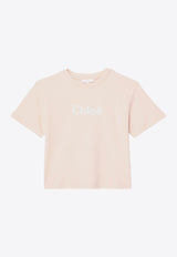 Chloé Kids Girls Logo Embroidered T-shirt Pink CHC20366-BCO/P_CHLOE-45K