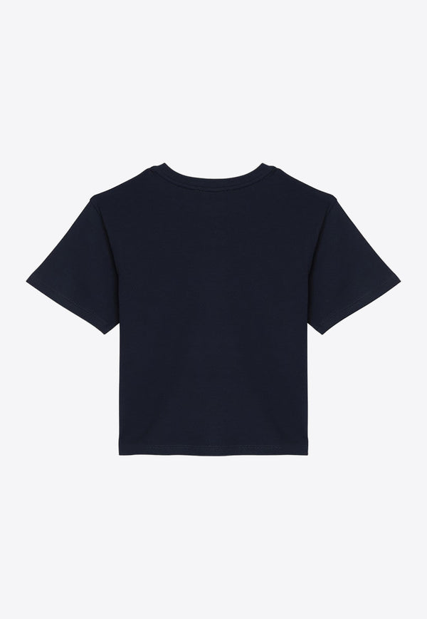 Chloé Kids Girls Logo Embroidered T-shirt Blue CHC20366-BCO/P_CHLOE-859