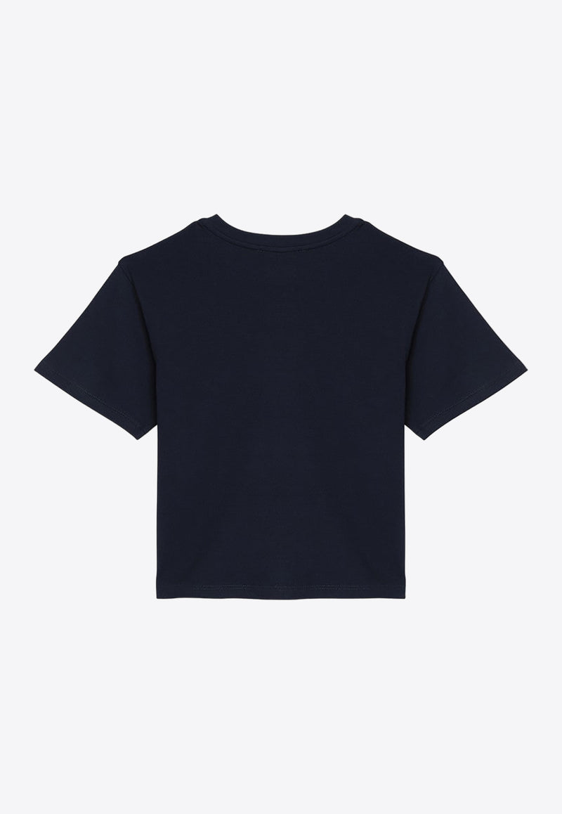 Chloé Kids Girls Logo Embroidered T-shirt Blue CHC20366-BCO/P_CHLOE-859