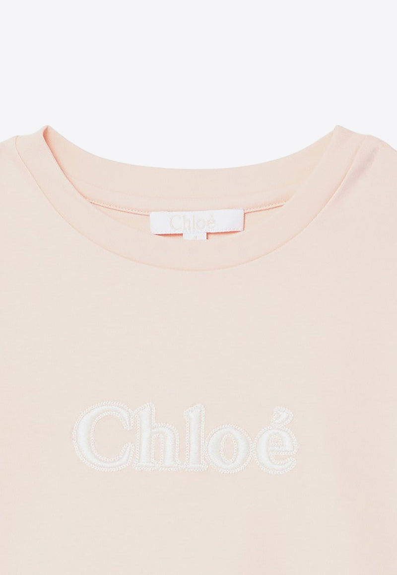 Chloé Kids Girls Logo Embroidered T-shirt Pink CHC20366-CCO/P_CHLOE-45K