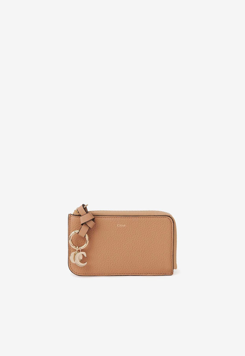 Chloé Alphabet Zip Cardholder in Grained Leather Beige CHC21WP716F5726X Light Tan