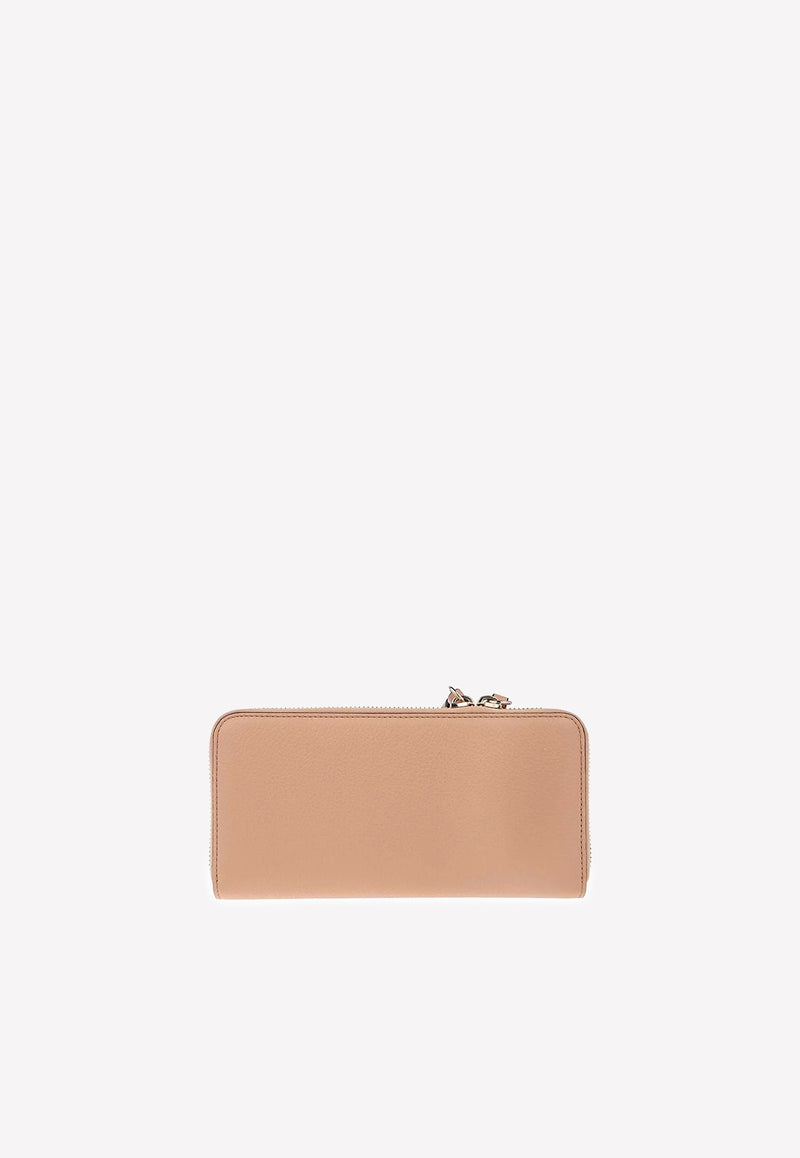 Chloé Alphabet Zip Cardholder in Grained Leather Beige CHC21WP716F5726X Light Tan