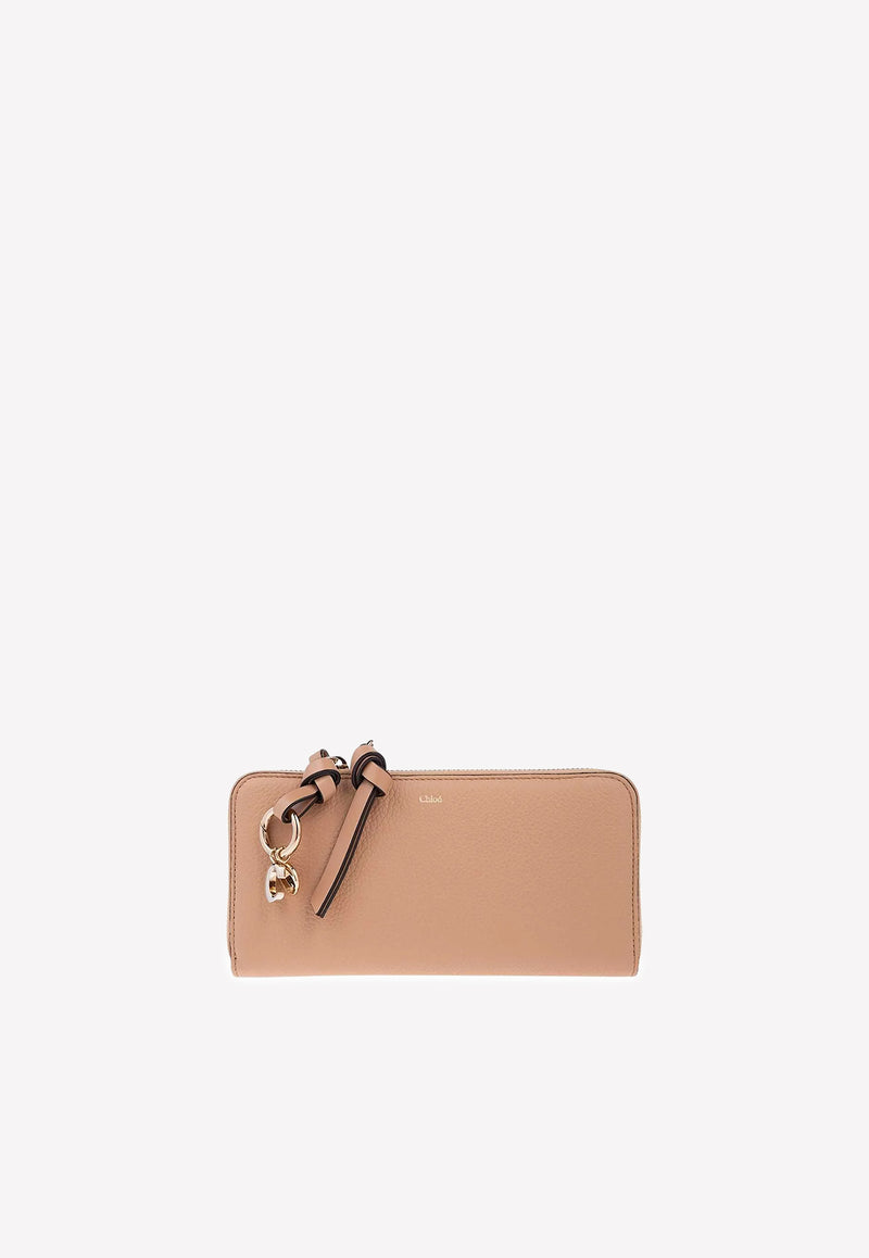 Chloé Alphabet Zip Cardholder in Grained Leather Beige CHC21WP716F5726X Light Tan