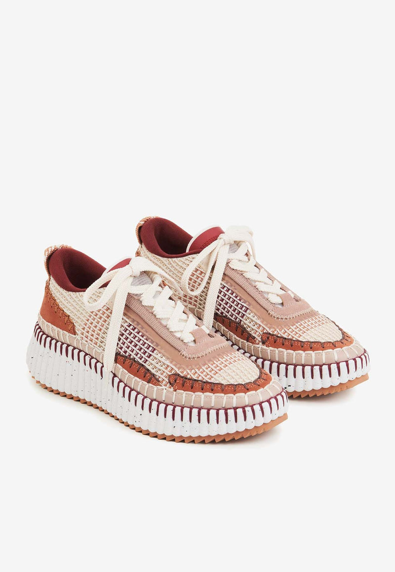 Chloé Nama Low-Top Sneakers Brown CHC22S579Y02Y4 Dark Tan