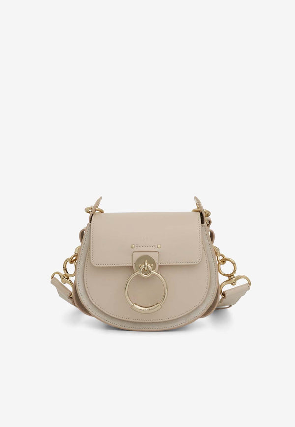 Chloé Small Tess Leather and Suede Crossbody Bag Beige CHC22SS153G316H3 Nude