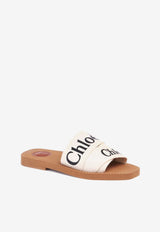 Chloé Woody Logo Print Sandals White CHC22U188Z3WHITE