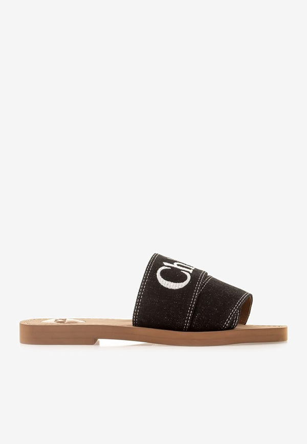 Chloé Logo Woody Sandals CHC23A188FC001 BLACK