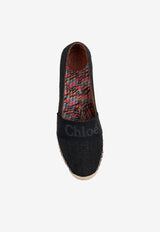 Chloé Logo Piia Flat Espadrilles CHC23A835FC001 BLACK