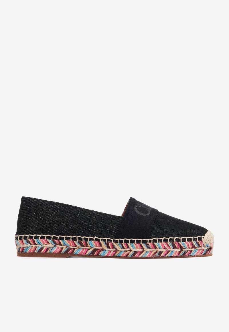 Chloé Logo Piia Flat Espadrilles CHC23A835FC001 BLACK