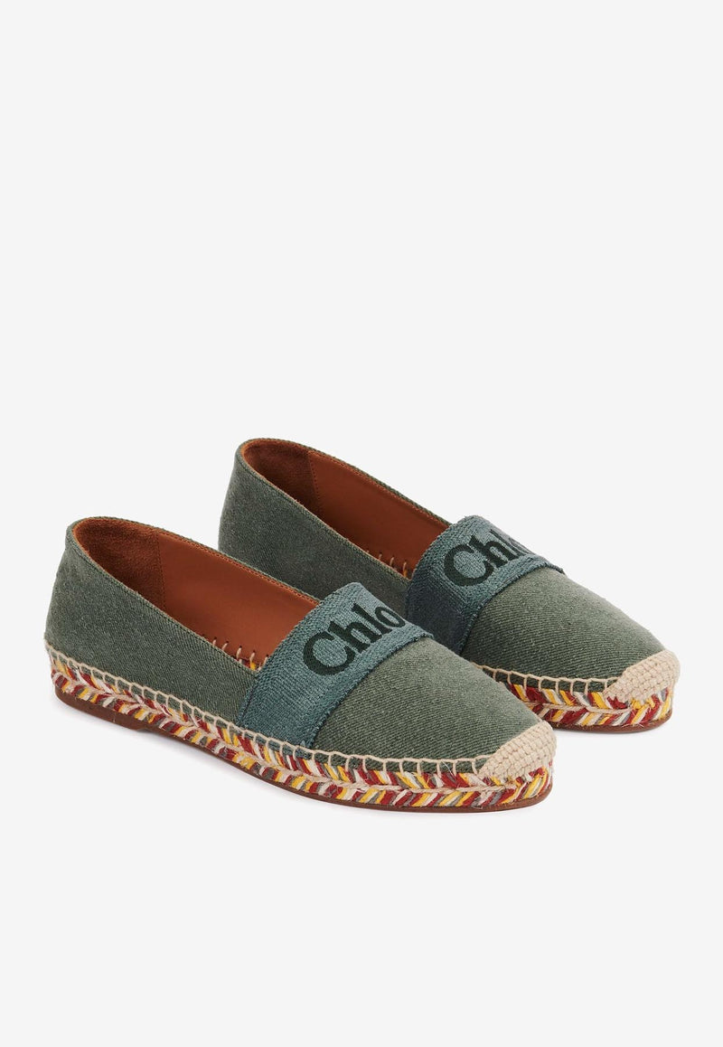 Chloé Logo Piia Flat Espadrilles CHC23A835FE3E8 WIDE FOREST