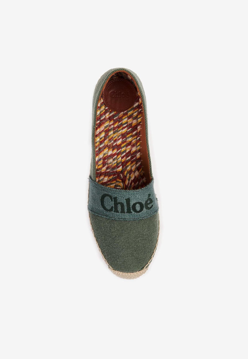 Chloé Logo Piia Flat Espadrilles CHC23A835FE3E8 WIDE FOREST