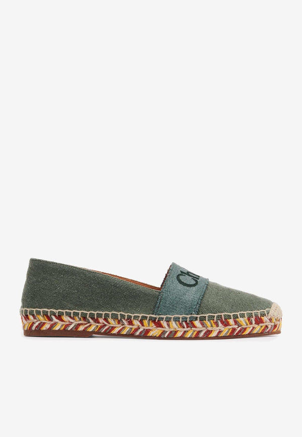 Chloé Logo Piia Flat Espadrilles CHC23A835FE3E8 WIDE FOREST