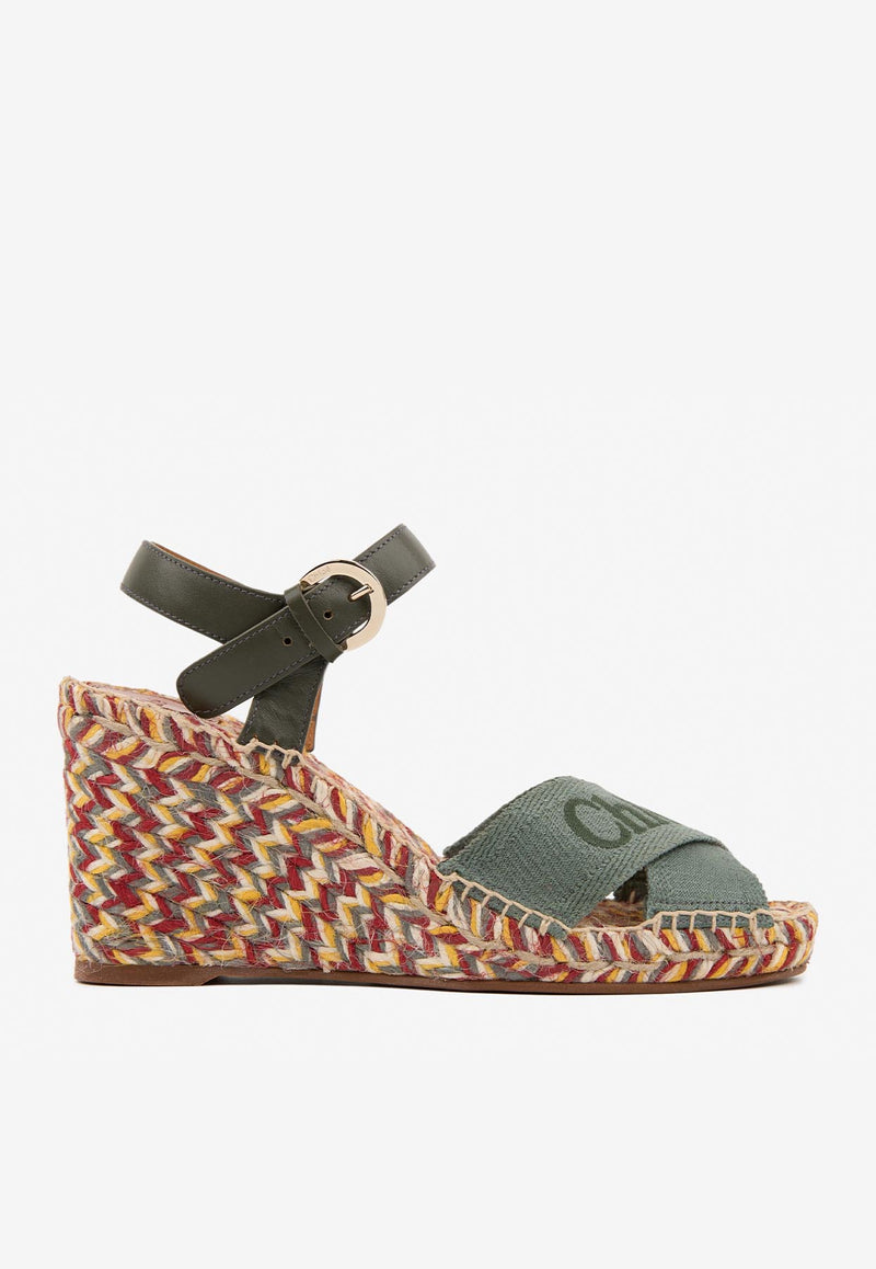 Chloé Piia 80 Wedge Sandals CHC23A898FU3E8 WIDE FOREST