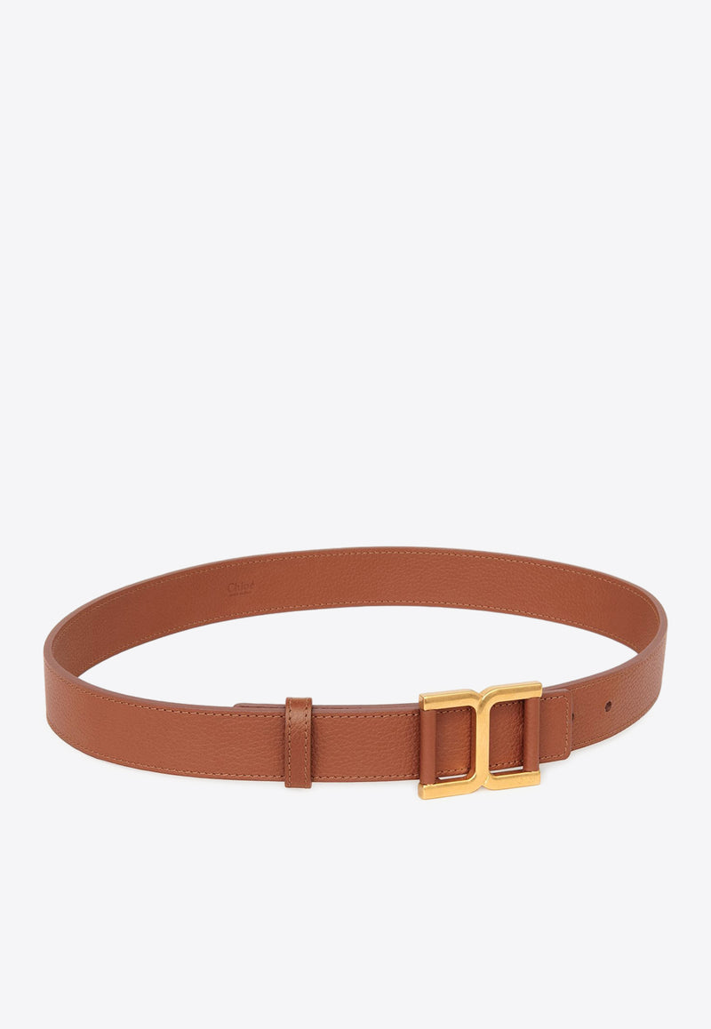 Chloé Marcie Buckle Leather Belt CHC23AC035MAR27S SEPIA BROWN