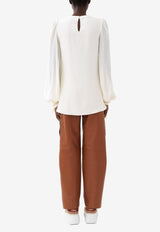 Chloé Knot-Detail Blouse in Silk CHC23AHT0900424U BUTTERCREAM