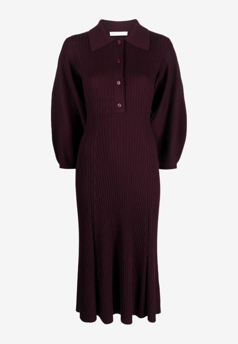 Chloé Polo Midi Dress in Wool CHC23AMR1366456A OBSCURE PURPLE