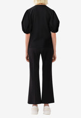 Chloé Cropped Boot-Cut Pants in Wool CHC23APA01062001 BLACK Black