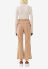 Chloé Cropped Boot-Cut Pants in Wool CHC23APA01162275 SOFT TAN Beige