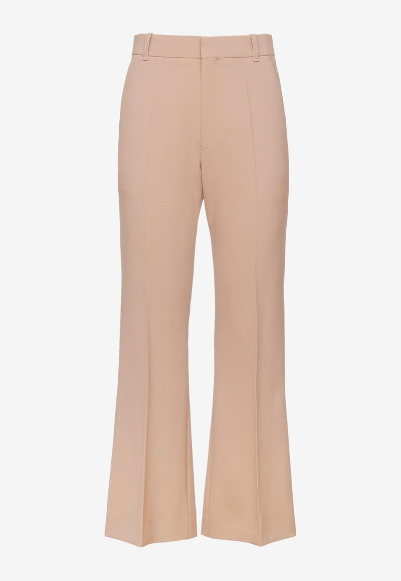 Chloé Cropped Boot-Cut Pants in Wool CHC23APA01162275 SOFT TAN Beige