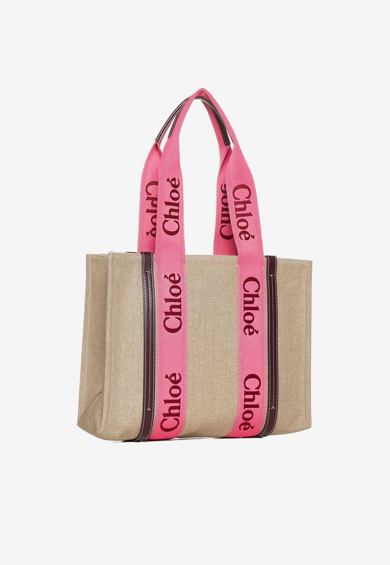 Chloé Medium Woody Tote Bag CHC23AS383L179R5 PINK - RED 1