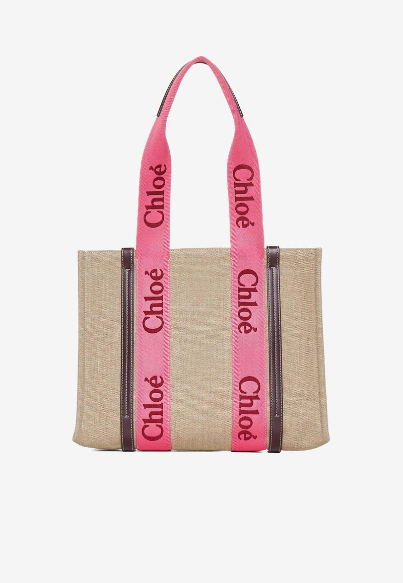 Chloé Medium Woody Tote Bag CHC23AS383L179R5 PINK - RED 1