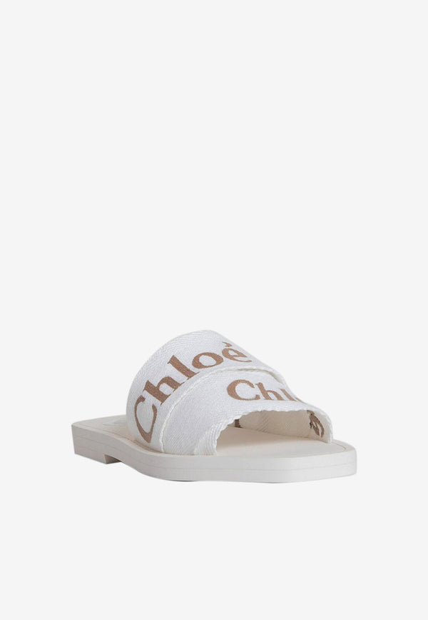 Chloé Logo Woody Slides CHC23W188GH101 WHITE