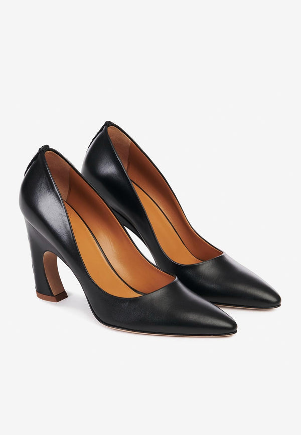 Chloé Oli 80 Leather Pumps CHC23W959GD001 BLACK