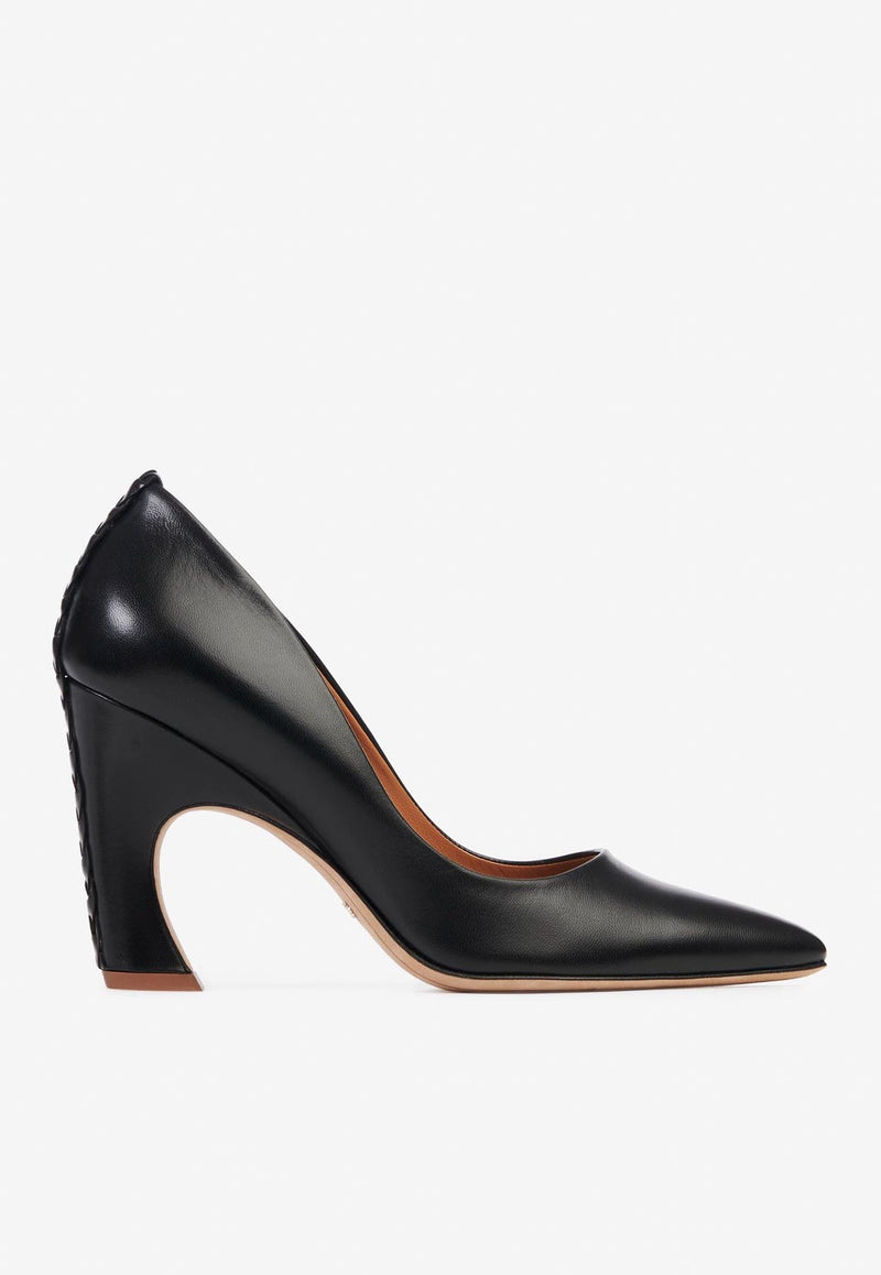 Chloé Oli 80 Leather Pumps CHC23W959GD001 BLACK