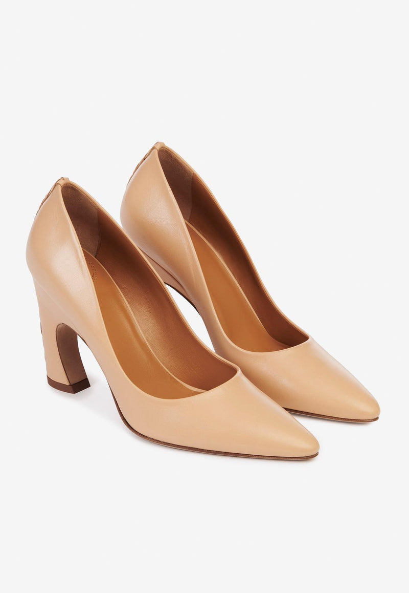 Chloé Oli 80 Leather Pumps CHC23W959GD268 BISCOTTI BEIGE