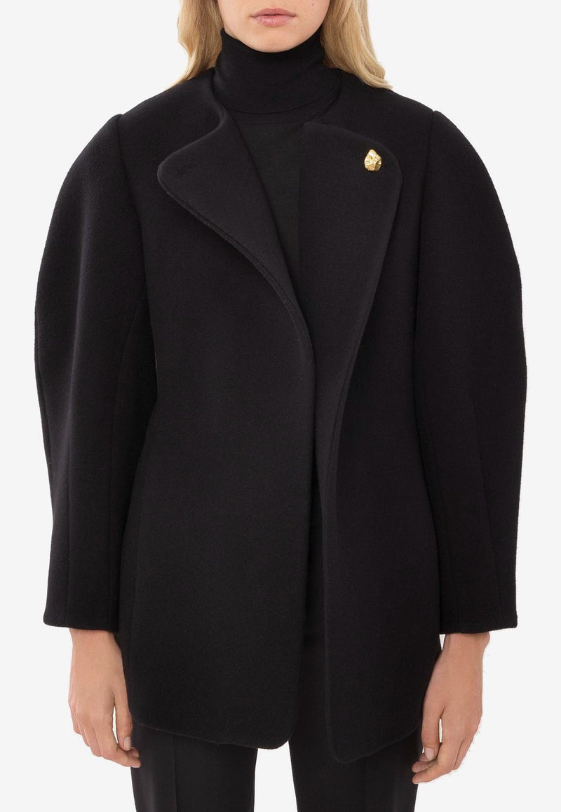 Chloé Short Wrap Wool Coat CHC23WMA14072001 BLACK