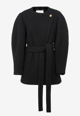 Chloé Short Wrap Wool Coat CHC23WMA14072001 BLACK