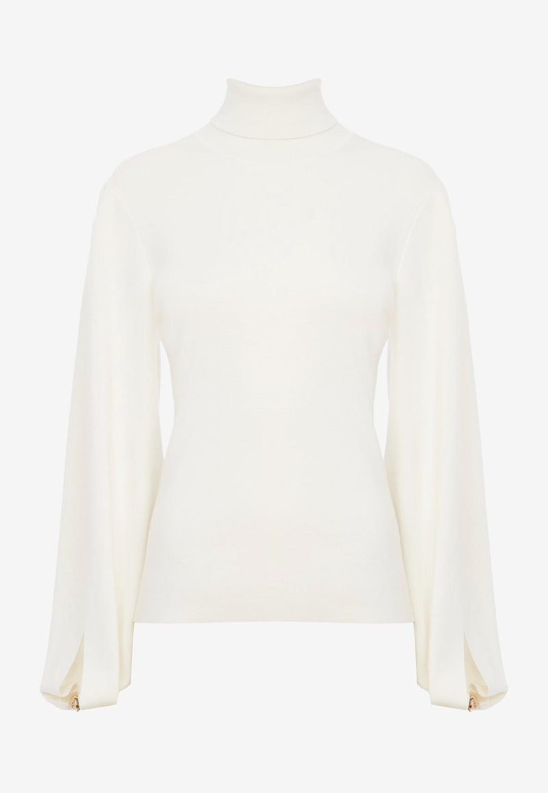 Chloé High-Neck Wool Sweater CHC23WMP24660107 ICONIC MILK