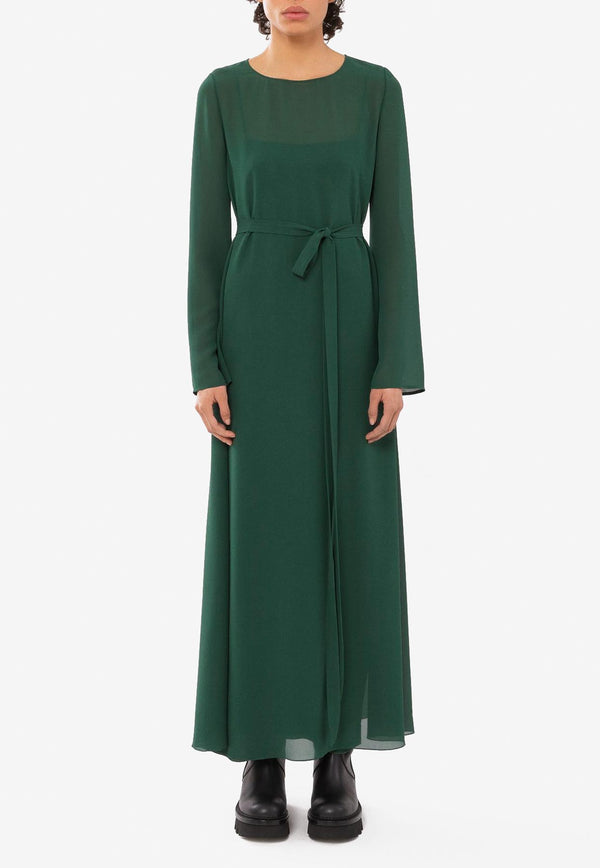 Chloé Long-Sleeved Silk Maxi Dress CHC23WRO450023M8 DARK PINE