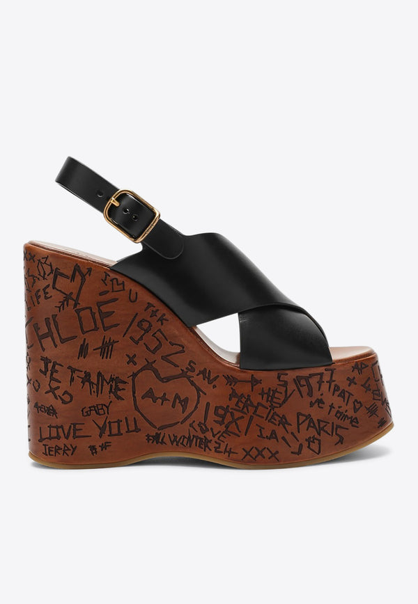 Chloé Maxime 130 Platform Wedge Sandals Black CHC24A02YLU/P_CHLOE-001