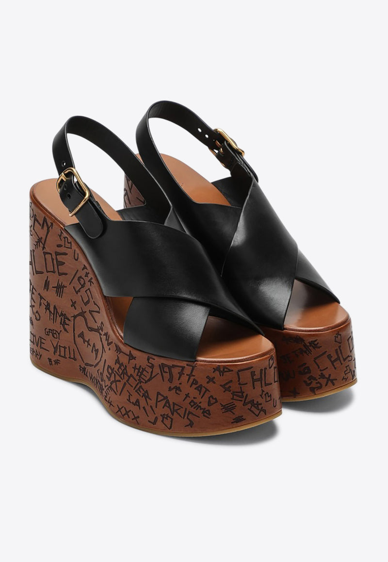 Chloé Maxime 130 Platform Wedge Sandals Black CHC24A02YLU/P_CHLOE-001