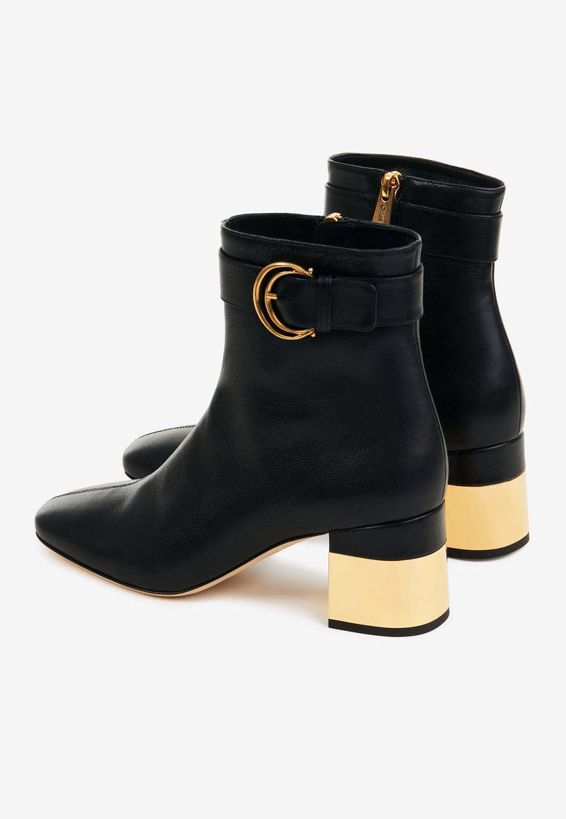 Chloé Alizè 65 Leather Ankle Boots Black CHC24A03HMC001 Black