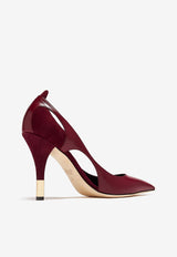 Chloé Saada 95 Leather and Suede Pumps Bordeaux CHC24A03VMJ620 Plum Purple