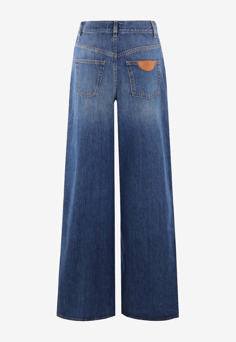 Chloé Wide-Leg Washed Jeans CHC24ADP02150402 Night Blue