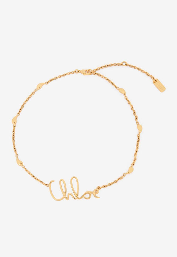 Chloé Iconic Logo Necklace CHC24AFO64CB79DCTU Vintage Gold