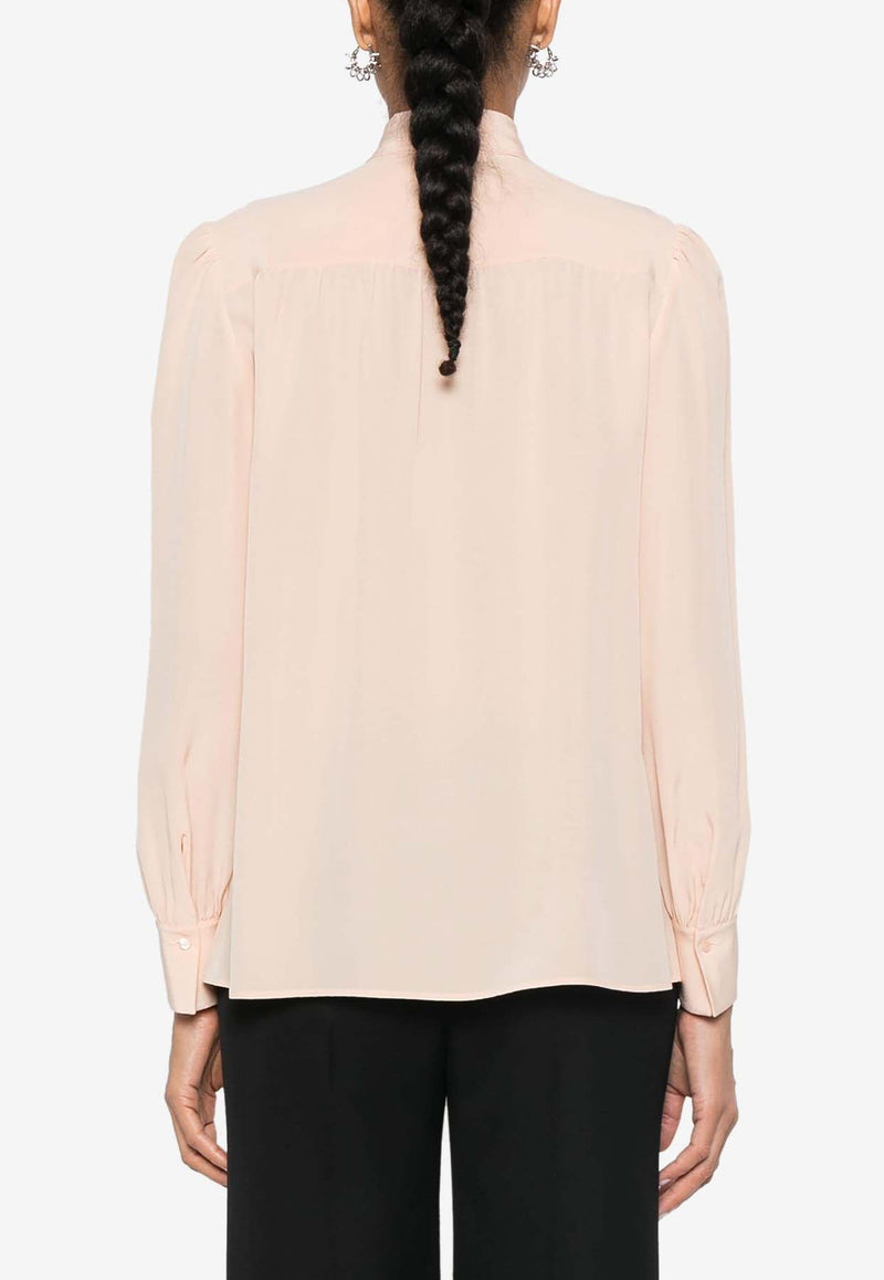 Chloé Long-Sleeved Silk Blouse CHC24AHT020046H6 Delicate Pink